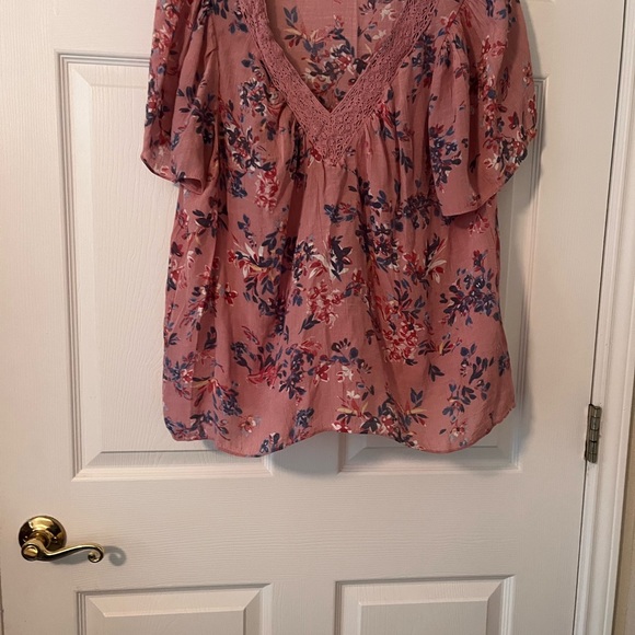 Pink Smocked Flutter Sleeve Blouse - Picture 2 of 4